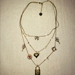 Betsey Johnson layered charm necklace